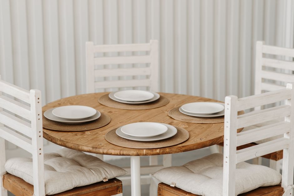 A beautifully crafted custom dining table in a modern dining room
